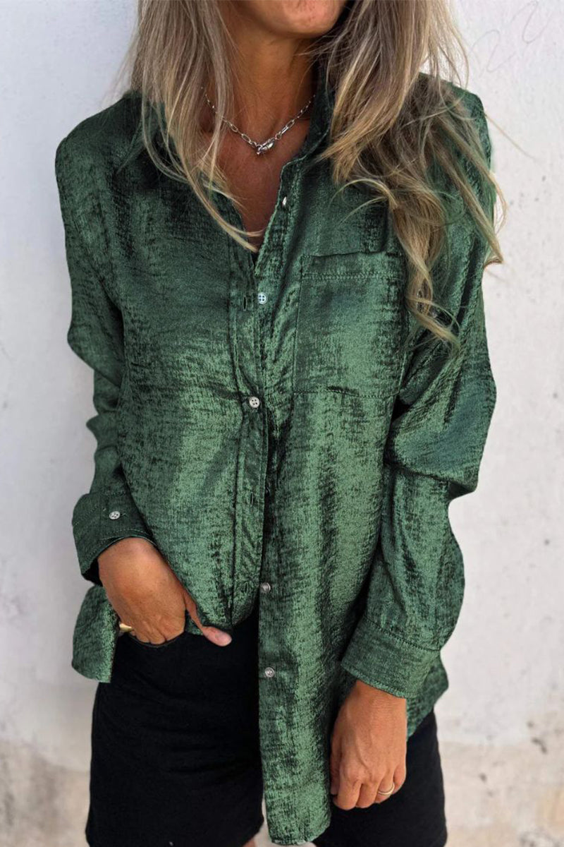 Sequined Turndown Collar Tops