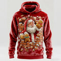 Comstylish Fun Santa Claus Gingerbread Men's Flannel Hoodie