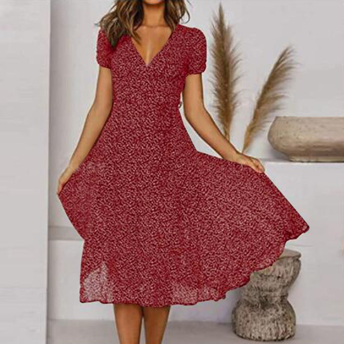 KS | V-neck wrap midi dress