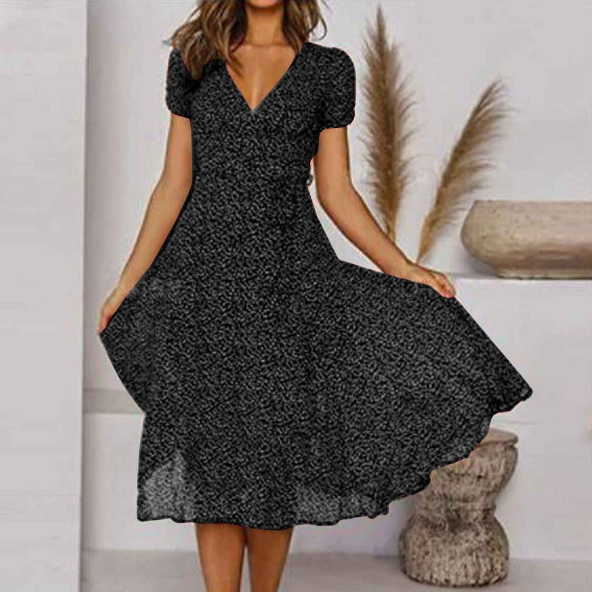 KS | V-neck wrap midi dress