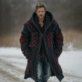 Men's Viking Style Celtic Knot Pocket Midi Cardigan Sweater artswardrobe