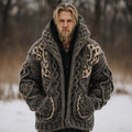 Men's Vintage Fairman Island Jacquard Thick Warm Hooded Sweater Cardigan elevenforest