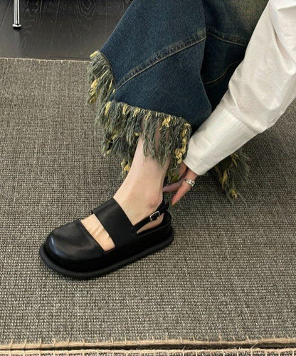 Beige Comfortable Splicing Platform Sandals Hollow Out Oi044