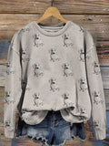 Comstylish Cute Dachshund Embroidered Vintage Sweatshirt