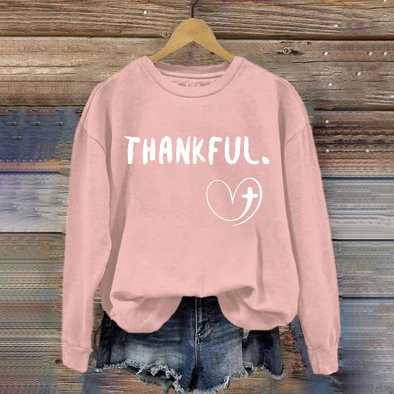 Thanksgiving THANKFUL Cross Heart Sweatshirt artswardrobe