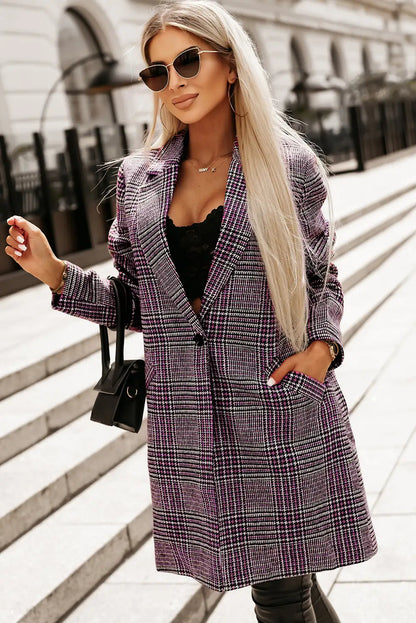 Pink Plaid Midi Coat