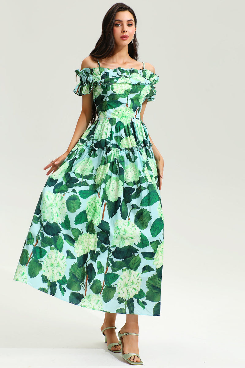 Printed Off-shoulder Maxi Dress