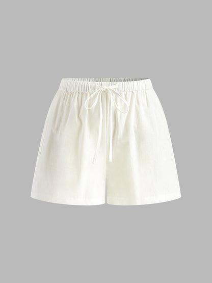 Drawstring Split Shorts Set