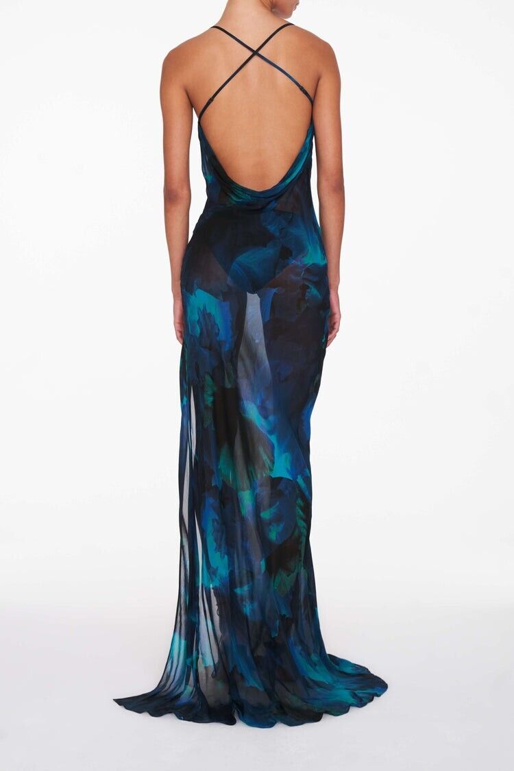 Printed Slit Cami Maxi Dress