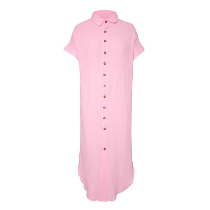 Color ’s Summer V-neck Cardigan Shirt – Short Sleeve Single Breasted Top