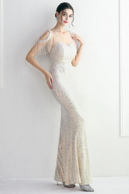 Sequin Sweetheart Neck Sleeveless Mermaid Maxi Dress