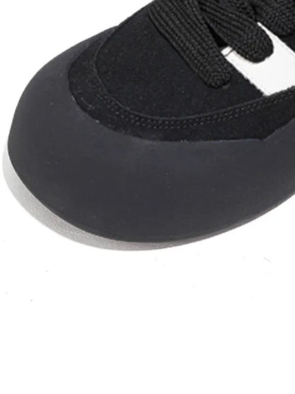 Lace-up Round-toe Split-joint Flat Shoes