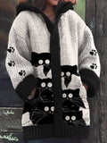 Comstylish Cute Cats Ladies Hooded Sweater Cardigan