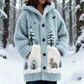 Winter Rabbit Design Women's Plush Hooded Cardigan