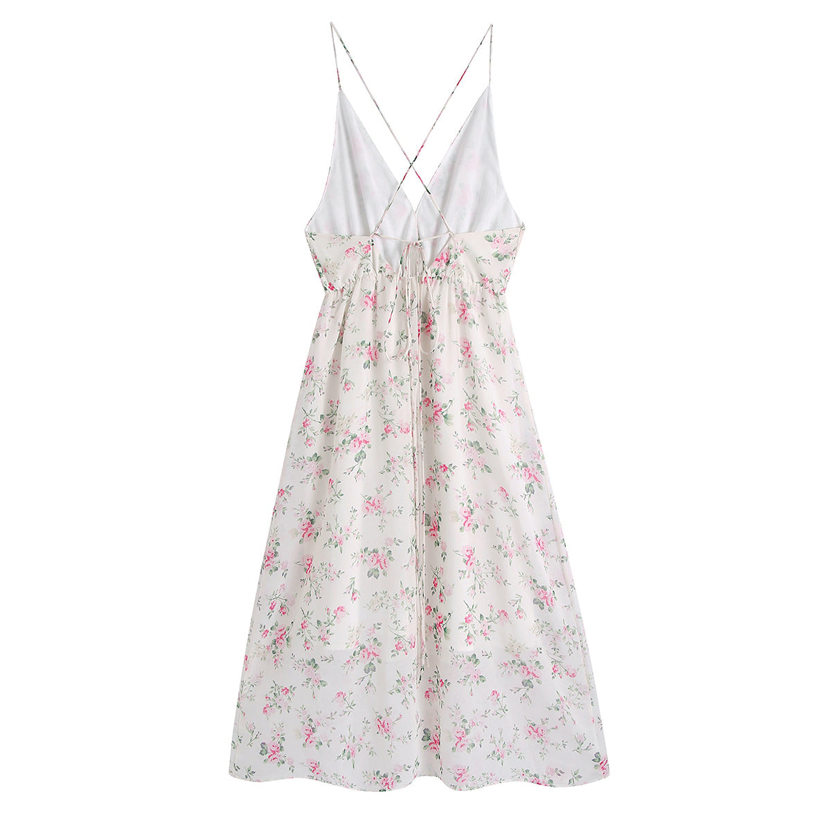 Early Spring Printed Backless V Neck Strap Dress – Print Open Back Sleeveless Mini Dress