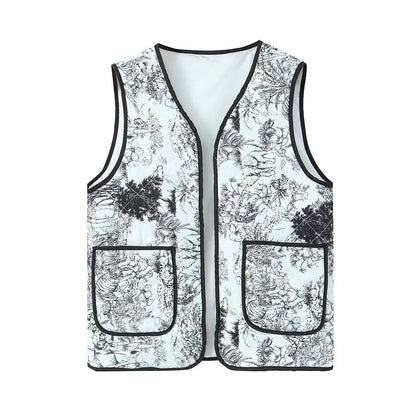 Patchwork Print Quilted Pocket Waistcoat