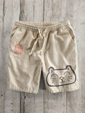Japanese Art Cat Pattern Cotton Linen Casual Shorts elevenforest