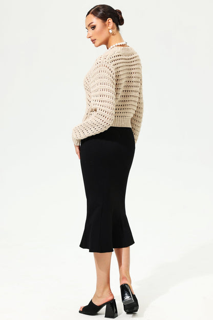 Woolen Long Sleeve V-neck Knit Cardigan