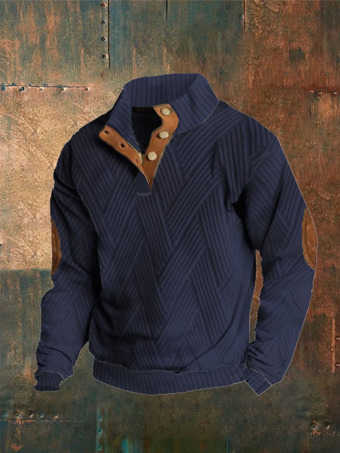 Men'S Plaid Print Button Casual Sweatshirt elevenforest