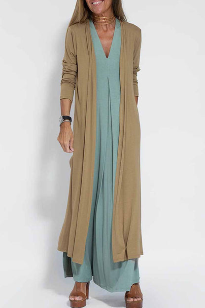 Street Slit Cardigan Collar Outerwear