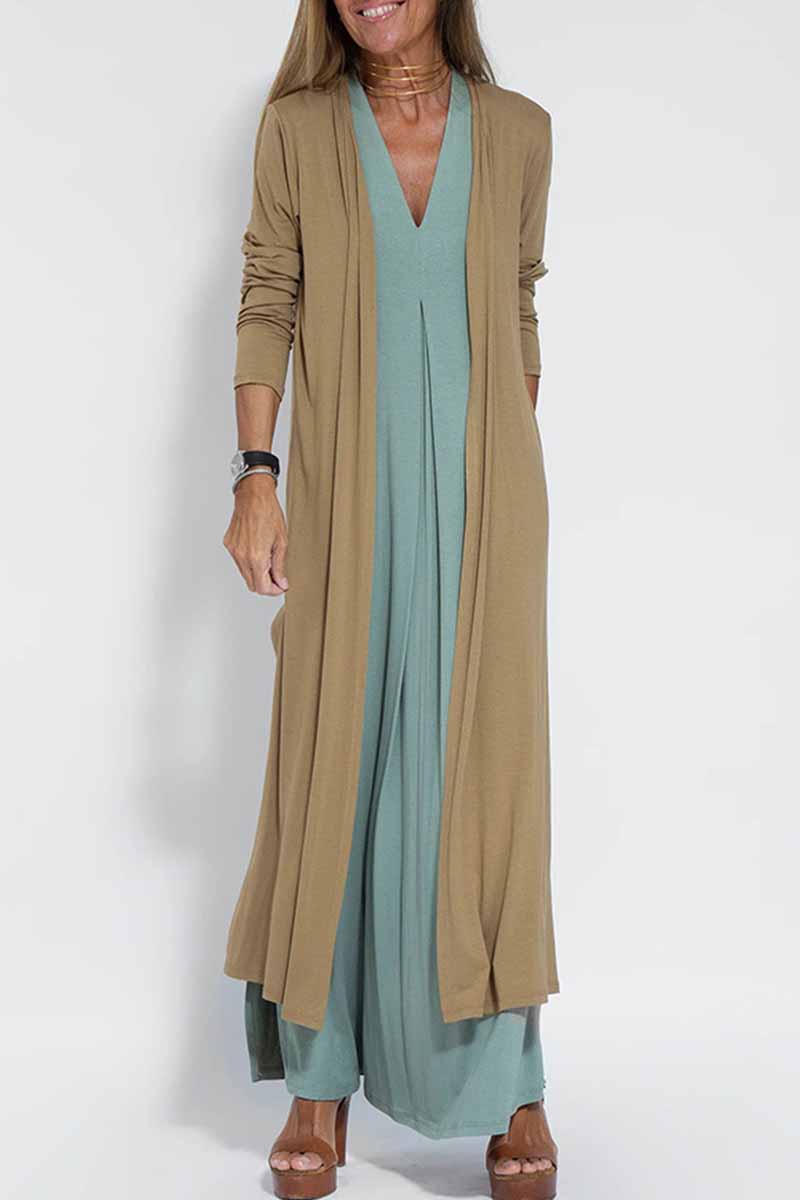 Street Slit Cardigan Collar Outerwear