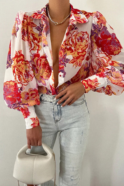 Patchwork Turndown Collar Tops