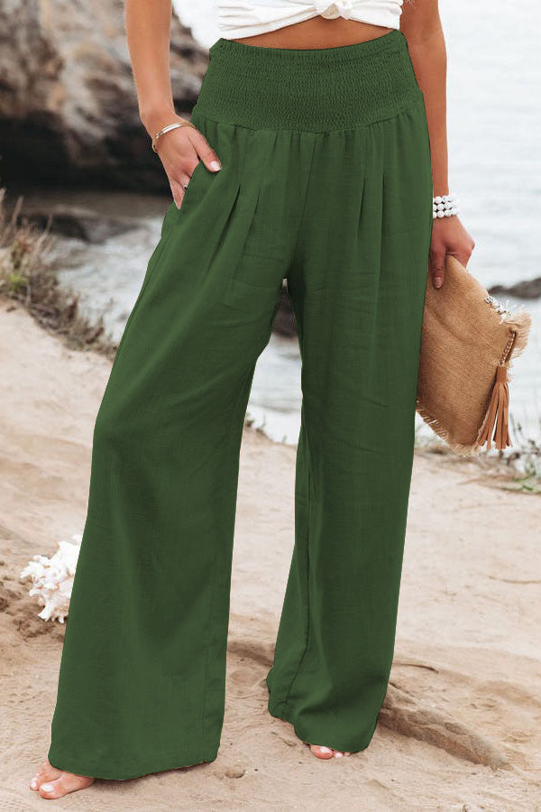 Spring Summer Cotton Linen Wide Leg Pants Trousers