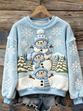 Lovely Snowmen & Snowflakes Cozy Plush Sweatshirt