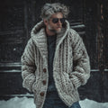 Men's Vintage Fairman Island Jacquard Thick Warm Hooded Sweater Cardigan artswardrobe