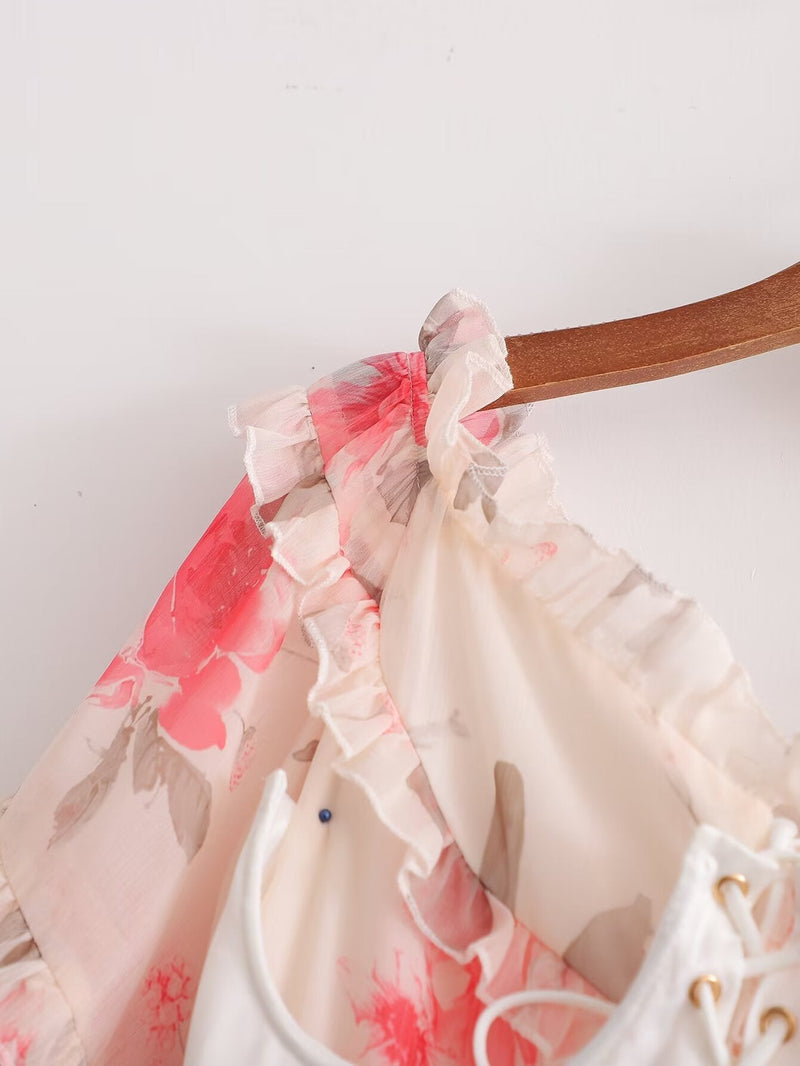 Autumn Print Ruffle Sleeve Mini Dress – Girly Fairy Gas Dress
