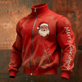 Comstylish Men's Santa Claus Pattern Zipper And Stand Collar Sweatshirt