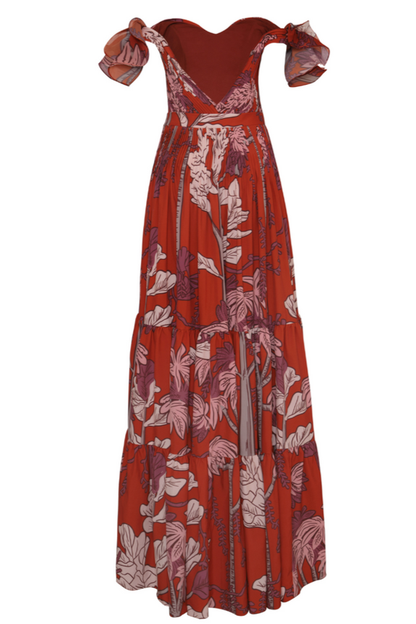 Off-shoulder Sweetheart Neck Maxi Dress