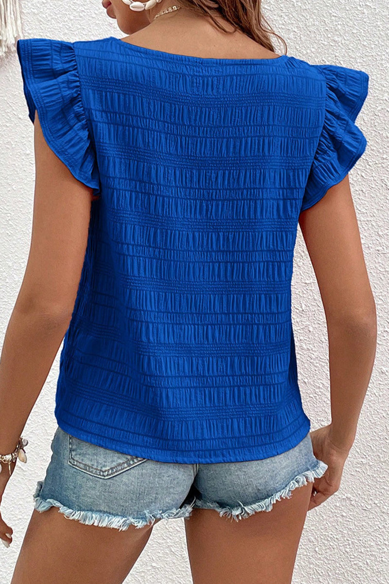 Daily Simplicity Plaid Fold Square Collar T-shirts