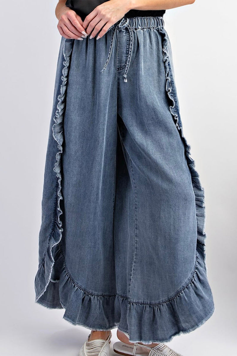 Frenulum Flounce High Waist Loose Denim Jeans