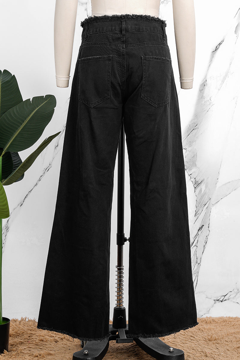 Ripped Patchwork Mid Waist Regular Denim Jeans (subject to the Actual Object)(5 Colors)