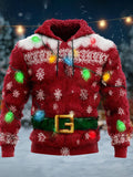 Comstylish Christmas Snowflake And Colorful Lights Plush Warm Hoodie