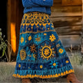 Folk Floral Embroidery Art Vintage Skirt artswardrobe
