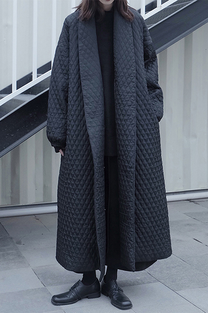 Pocket Texture Turndown Collar Overcoat