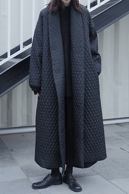 Pocket Texture Turndown Collar Overcoat