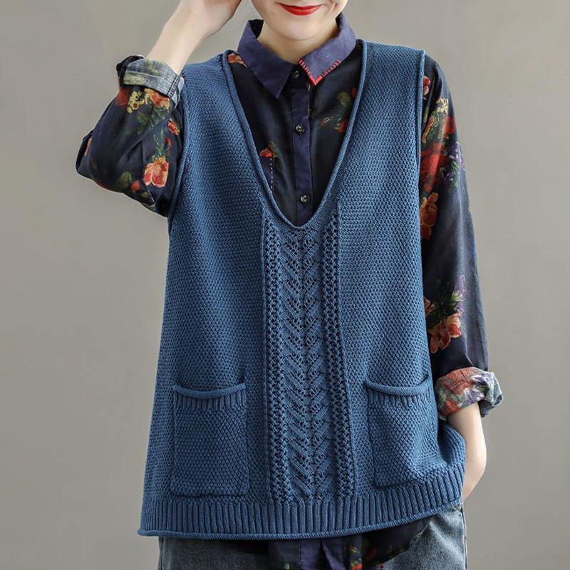 New Pocket Knitted Hollow Vest
