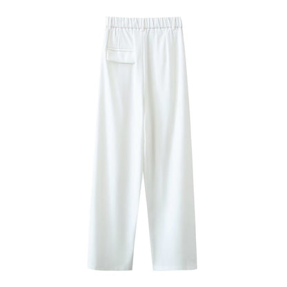 Autumn Winter Irregular Asymmetric Blazer High Waist Wide Leg Pants Set
