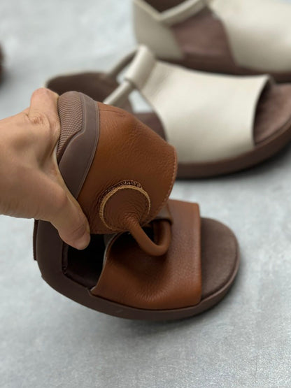 Summer Soft Genuine Leather Flat Sandals Fd035