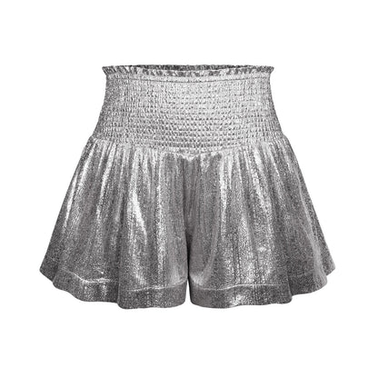 Choose to Sparkle Metallic Shorts - Silver