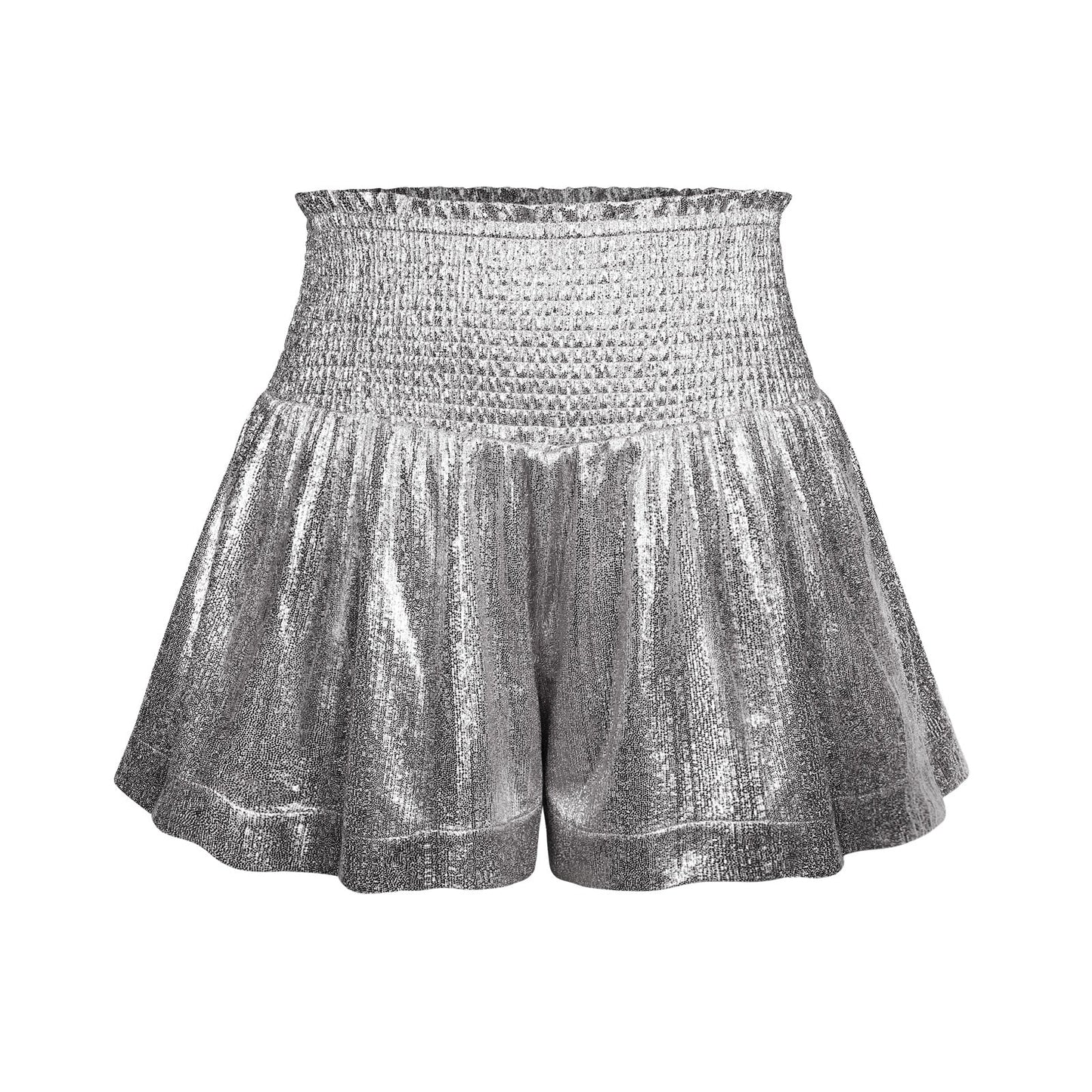 Choose to Sparkle Metallic Shorts - Silver