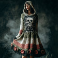 Women's Skull Floral Hooded Knit Dress artswardrobe