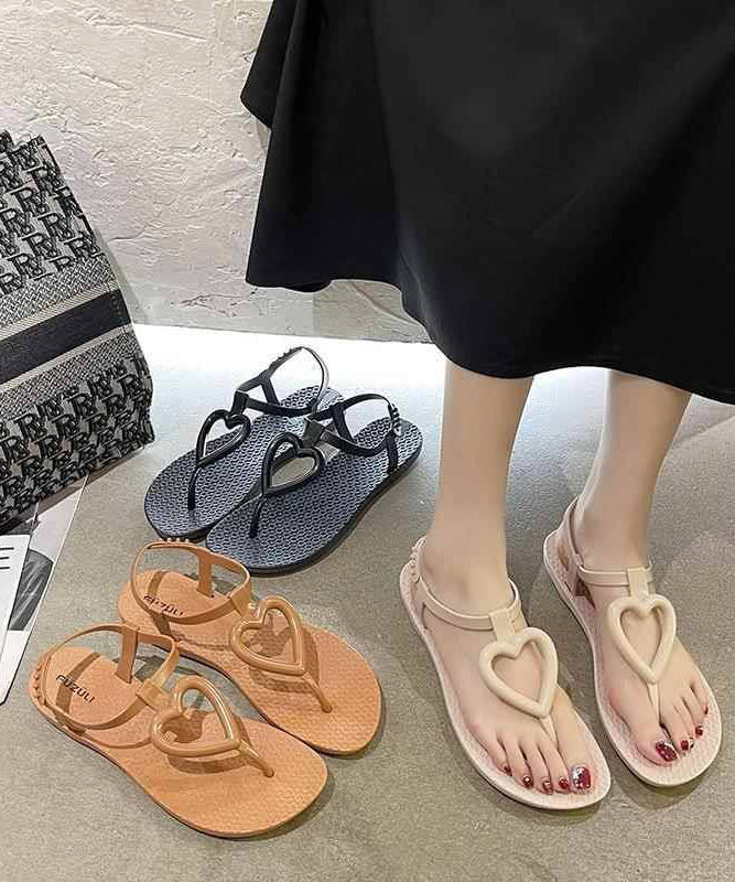 Summer Khaki Heart Shaped Flip Flops Sandals Ag1023