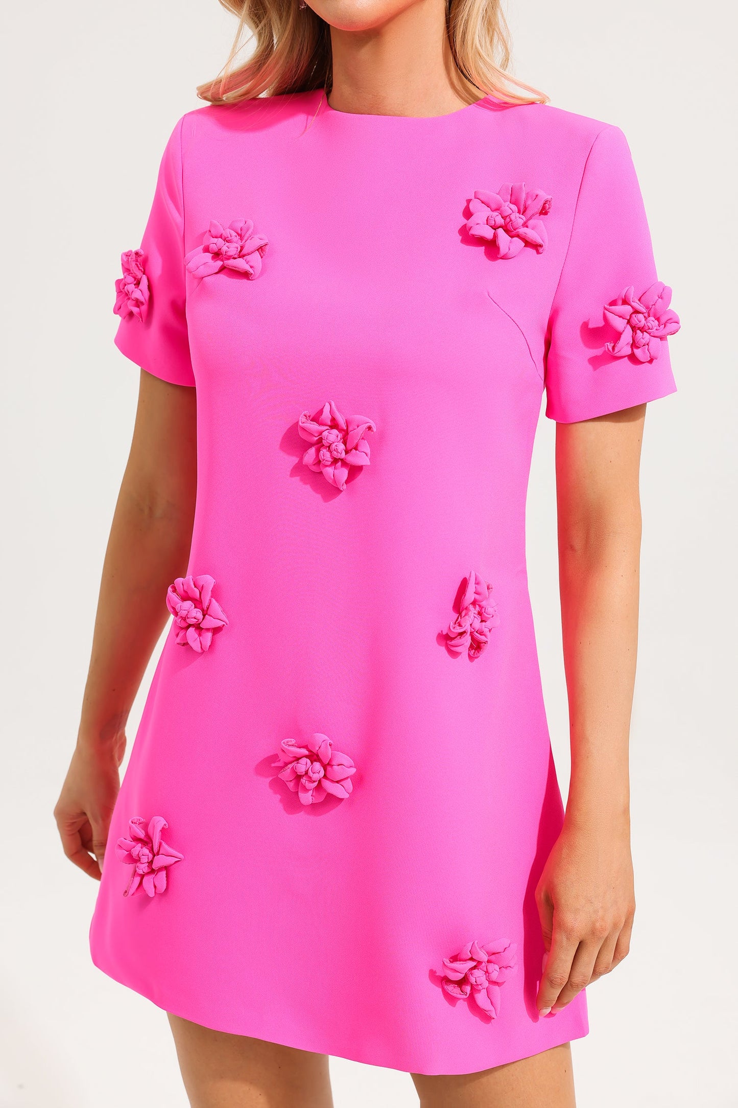 3d Short Sleeve Mini Dress