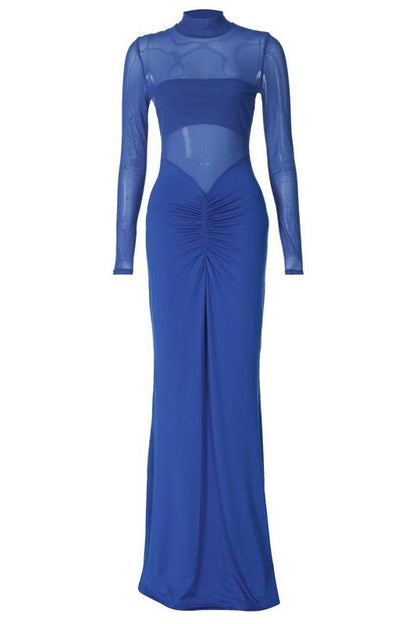 Basia Contrast Mesh Maxi Dress