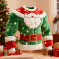 Comstylish Men's Funny Christmas Santa Claus Pattern Flannel Sweatshirt