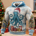 Comstylish Men's Vintage Japanese Octopus Art Christmas Ugly Plush Hoodie
